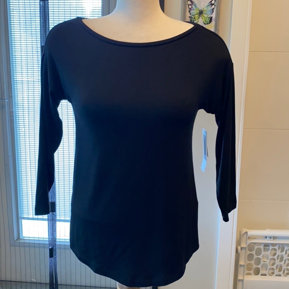 NWT black boat neck top